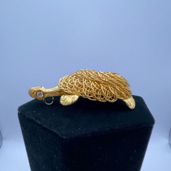 Turtle Pendant Gold Tone Wire Large Bail 3.5" - Picture 4 of 9